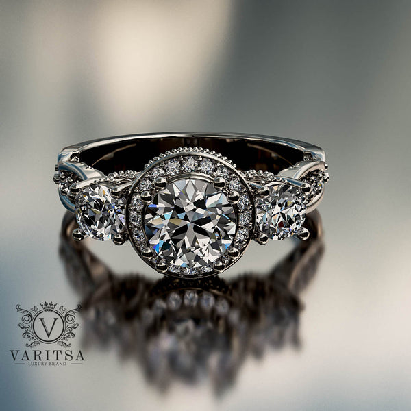 1.16ct Brilliant Diamond 3 stone Gold Engagement Ring - 03US04